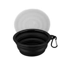 Tazón plegable para mascotas con tapa, tazón de agua/comida antiderrame para viaje para gatos y perros (Diseño desmontable con gancho para acampada y senderismo + Silicona fácil de limpiar)