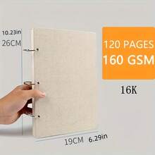 1pc 32K Linen Style Sketchbook, Detachable Drawing Notebook, Spiral Bound Sketch Pad For Artist, School Supplies,Back To School - Single Piece - View 11