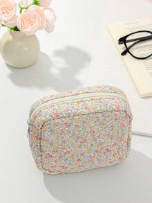1 件全印花小方包绗缝设计化妆包，时尚休闲时尚便携式化妆包，多功能，大容量大储物袋，可装钱包、口红、卫生巾、袋垫、硬币、钥匙、耳机、Air Pods、有线耳机、电缆、充电器、适配器、耳机和其他配件，可爱的洗漱用品收纳袋，旅行收纳袋，适合女士、糖果、护士、女学生、学生、礼物。化妆旅行洗漱用品整理器必需品礼品收纳拉链配件指甲包、房间装饰、包、化妆包、梳妆台、旅行、化妆包、旅行必需品、整理器、收纳、旅行必需品、化妆品整理器、化妆包、化妆品整理器、整理器、洗漱包、桌面整理器、化妆包、化妆袋、化妆品整理、梳妆台配件、化妆袋、化妆包 - 彩色 - 查看 2
