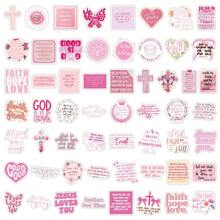 51pcs Pink Bible Inspirational Quotes Graffiti Stickers, Wholesale For Luggage, Water Bottle, Car School Supplies, Back To School