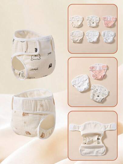 1 pieza Cubierta de pañal de doble capa de malla para bebé, pantalones de pañal reutilizables para recién nacidos