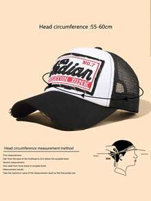 2pcs Unisex Outdoor Casual Personalized Sun-Protection Adjustable Size All Season Embroidery Letter Mesh Baseball Caps, Suitable For Daily Wear - Black+Navy - View 2