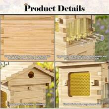 Mini Auto Flow Wood Bee Hive Beehives + 10 X Bee Frames + 6 X Bee Wax Foundation - 棕色 - 查看 5