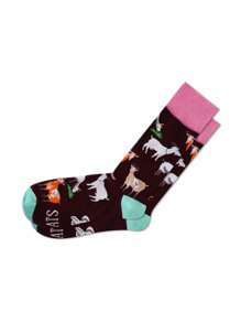 1 par de calcetines medianos con estampado de cabra, versátiles para todas las estaciones