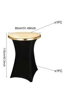 1pc/2pcs Round Table Topper Decor Cover, Metallic Glitter Tablecloth Elasticized Fabric Cover, Suitable For Wedding, Party, Restaurant Theme Events On 30-32 Inch Round Tables