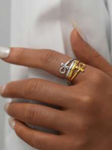 1PC Egyptian Key Of Life Cross Ring Women Stainless Steel Open Ring Fashion Durable Unique Daily Wear Jewelry Adjustable Ring Festival Daily Wear - Gold and Silver - View 3