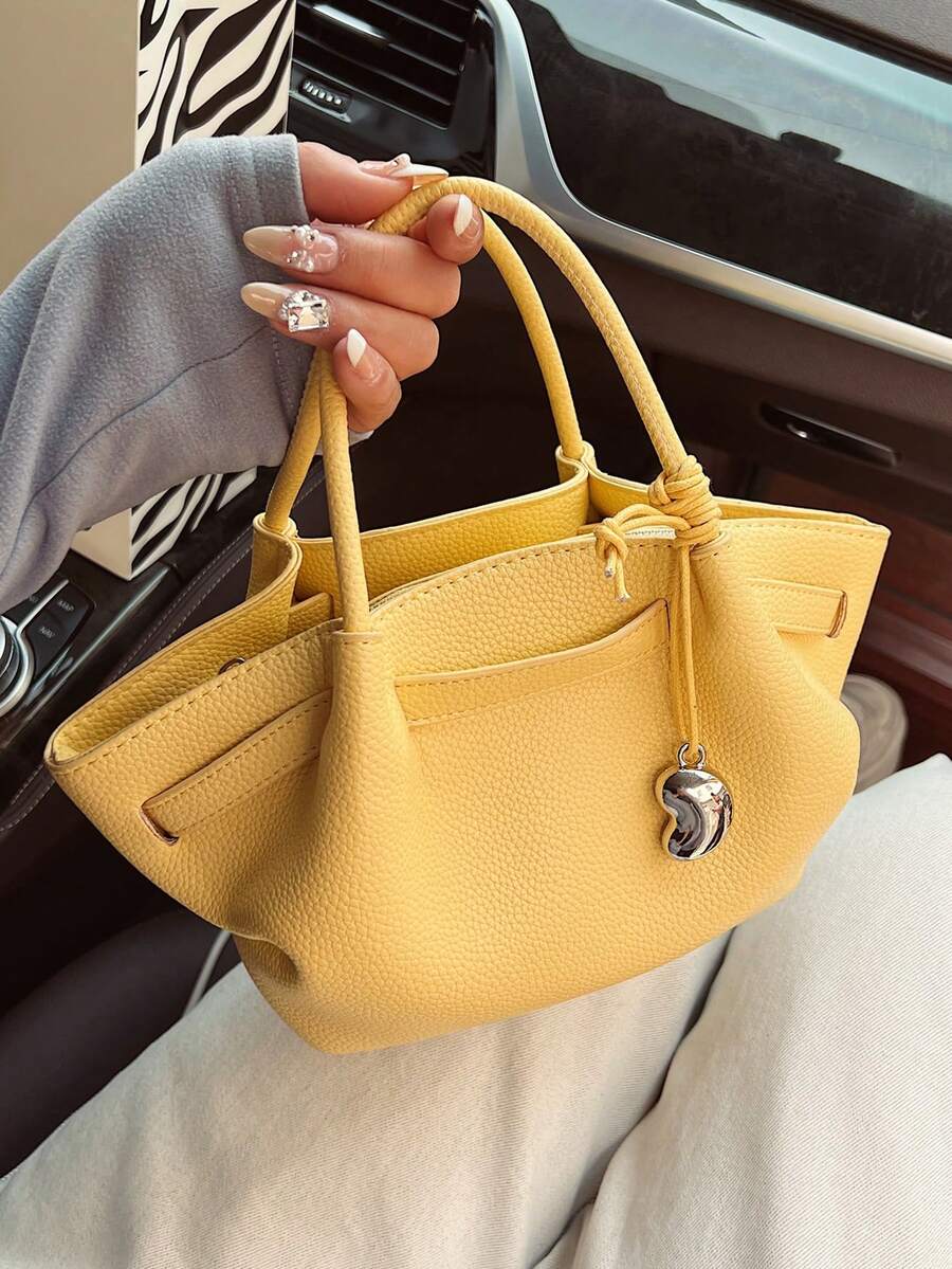 (With Accessory Pendant) Korean Fashion Multifunctional Girl/Lady Office Bag, Women Handbag, Korean INS Style, New Simple Minimalist Tote Bag, Large Capacity, Adjustable Strap, Zipper Closure, Casual Versatile Shoulder/Crossbody Bag, Suitable For Party, Work, Shopping, Campus, Gift For Girlfriend