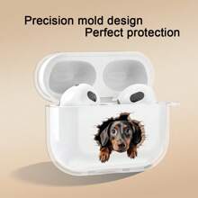Funda para earphone de perro salchicha, funda transparente para auriculares, compatible con funda para AirPod, auriculares compatibles con Airpods Pro (2.a generación), compatible para los AirPods 3, compatiblecon los Airbnb Pro, compatibles para airPods 2, compatiblepara los aIRpods 4