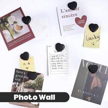 Imanes de nevera - 20PCS imanes de nevera lindos, imanes decorativos fuertes para pizarra blanca, casillero, foto y mapa - imán pequeño negro de alta resistencia para hogar oficina escuela cocina (corazón) - Imán de corazón negro - 40 unidades - Ver 6