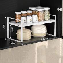 1 pieza Estantería de cocina estilo japonés de varios niveles, estantería organizadora extensible para encimera, despensa, almacenamiento multifuncional