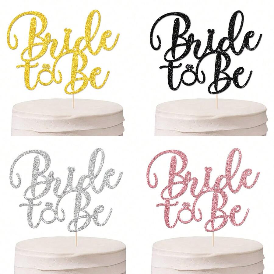 1pc "Bride To Be" Cake Topper, Wedding Bridal Shower Bachelorette Party Cake Decoration Accessory - Multicolor - View 1