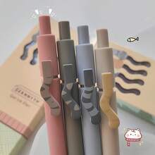 [猫尾巴设计滚珠笔] 1 支/4 支猫尾巴凝胶墨水笔，中号笔尖，塑料材质，创意设计书写滚珠笔，0.5 毫米黑色墨水，用于签名、学校用品、返校 - 黑色 - 查看 7