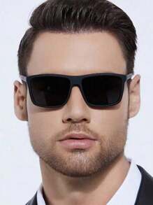 Schwarze retro quadratische Rahmen Modebrillen für Herren, geeignet für den täglichen Gebrauch