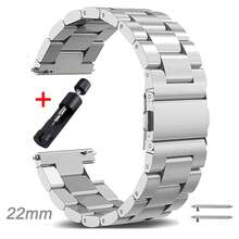 VA VA VOOM 1pc Galaxy Watch Band, 20mm/22mm Stainless Steel Quick Release Strap, Compatible With Huawei Watch, Watch, Honor Watch, Galaxy Watch Gear Active2/S2, Gear S3, GT 2, Watch GT2 (42mm/46mm), Adjustable Replacement Band, Also Suitable For Samsung, - Black - View 16