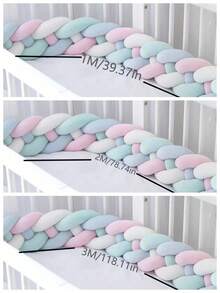 1 件 1 个月/2 个月/3 个月婴儿床保险杠、4 股编织婴儿床内衬、打结长条婴儿床护栏、婴儿房防撞垫、婴儿床床上用品、摇篮保护装置、新生儿日托婴儿床保险杠、男孩和女孩婴儿房装饰