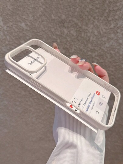 Minimalist White Rim Acrylic Transparent Phone Case Suitable For IPhone 16 Pro Max / 16 / 16 Pro / 16 Plus / 11 / 15 / 15 Pro / 15 Pro Max / 12 / 13 / 14 Pro Max / XS / XR / 11 Pro / 11 Pro Max / 12 Pro / 12 Pro Max / 13 Pro / 13 Pro Max / 7 Plus / 14 Pro / 14 Pro Max / 14 Plus / 7 Plus / 8 Plus / 8 / SE2 / 12 Mini / 13 Mini, Anti-Yellow Hard Case