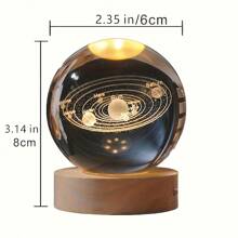 2pcs (Internal Carved Crystal Ball And LED Light Base) - Solar System - Milky Way - Saturn - Universe Series Internal Carved Glass Crystal Ball Night Light - Bedroom Desktop Room Decoration - Small Ornament - USB Light - Creative Birthday Gift Valentine's Day