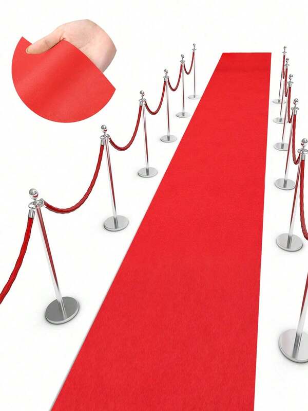 1Pc 100*400/100*500cm Red Disposable Carpet,Aisle Runner Carpet,Wedding Birthday Ceremony Accessories Carpet Rug,For Event Party Wedding Commercial Decoration,Indoor And Outdoor Decor,Wedding Party Supplies,Home Decor, Wedding Decor, Birthday Party Decor