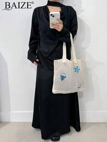 ENBEI 新款女式花朵复古假日风格手工编织肩带钩针大容量手提包女士针织镂空钩针大容量手提包，假日风格，适合婚礼、大学、生日、度假必备，完美搭配海滩配饰女士 - 彩色 - 查看 8