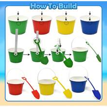 60 Pcs Mini Beach Pail Bucket Treat Cups 10oz With Handle And Shovel Disposable Paper Cup Ice Cream Snack Bowl Colorful Summer Pool Sand Pails Buckets - 1 - View 4