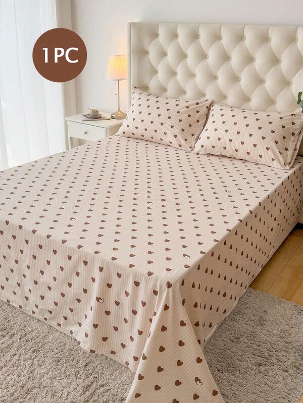 1 Stück Bettlaken mit Herz-Muster, leicht & atmungsaktiv, weich & hautfreundlich