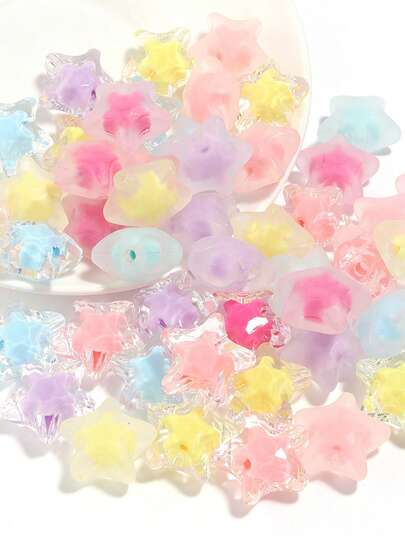 30pcs Colorful Acrylic Star Beads - DIY Bracelet And Phone Charm Craft Materials