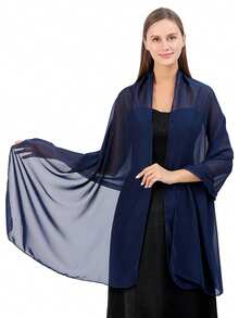 1 xale de chiffon de cor sólida de 190 x 45 cm, cachecol macio para mulheres, vestido formal, noiva - Multicolorido - Ver 16