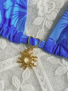 2pcs/Set 2025 Women Floral Print Halter Tie Sexy Bikini Swimsuit