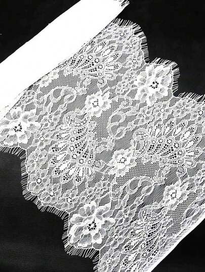 (3 Meters/Pack) 32cm Wide Double Eyelash Lace Fabric, Soft Hollow For DIY Garment, Wedding Dress Making, Home Decoration