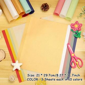 30 Pcs 10 Colors Transparent Colored Vellum Translucent Paper 11.7 X 8.27 Inches Tracing Vellum Paper For Greeting Card Invitation Overlays, Sketching Crafting Scrapbooking, Journaling, Lanterns Making, School Supplies,Back To School