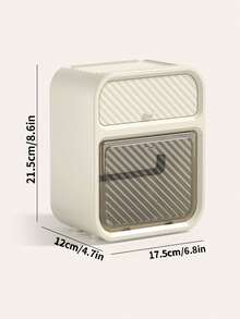 壁挂式双层卫生纸架带抽屉 - 无需钻孔，防水，多功能浴室纸巾盒，自粘式塑料设计，适合返校浴室配件