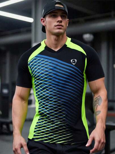 jeansian تي شيرت رياضي قصير الأكمام رجالي أسود ضيق المقاس مناسب لكرة التنس، الريشة، الغولف، البولنج، الجري، التدريب رقم 230