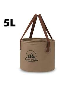 Portable Foldable 5L Small Bucket, Outdoor Fishing Bait Container, Hiking Water Bucket, Military Green