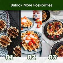 Mini waflera para niños, prepara pequeños waffles de 20 x 5 cm, ideal para desayunos, refrigerios, postres y más. - Negro - Ver 4