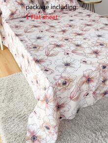 1pc Floral Print Bed Sheet, Lightweight, Breathable, Soft & Skin-Friendly - Multicolor - View 7