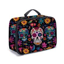 Skull Pattern Picnic Bag, Reusable Meal Bag Suitable For Adults, Girls, Boys, Portable Meal Bag For Work, Picnic, Play, Outdoor, Self-Drivingback To School School Stuff Bag For School Lunch Bag For Women Cooler Bag Picnic Accessories School Accessories