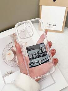 1 pieza Funda de teléfono con diseño de auto pintado, transparente y a prueba de golpes, compatible con iPhone 15/15Pro/15Plus/15ProMax/16/16Pro/16Plus/16ProMax, Galaxy S23 Ultra/A14/A24, Redmi Note 12Pro, Pixel 8/8Pro