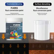 Metal Anti-Rust Paint & Rust Conversion Paint Combo Set, Suitable For Indoor & Outdoor Metal And Rust-Affected Surfaces, Waterproof, UV-Resistant, Quick-Drying, For Covering & Repairing Rust On Metals, Multiple Colors, Safe & , Odorless, Available In 180g/300g/500g Sizes
