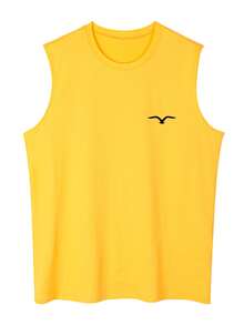 Driftmere Áo vest không tay cổ tròn in hình đại bàng thường ngày cho nam, mùa hè - Màu vàng - Xem 2