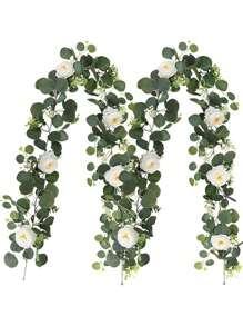1 paquete de guirnalda de vid artificial de hojas de eucalipto, decoración de ratán apta para decoración del Día de San Valentín, boda, fiesta y hogar, plantas falsas para manteles y decoración del hogar