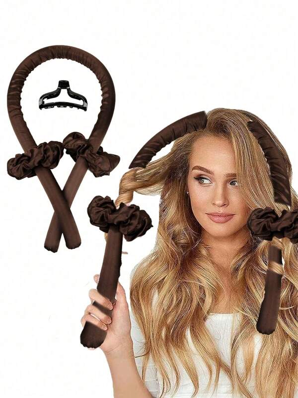 4 pièces Set de bandeaux boucleurs de sommeil en satin, rouleaux à cheveux sans chaleur pour grandes vagues molles, accessoires de rouleaux en mousse pour coiffure de nuit, femmes aux cheveux longs et moyens
