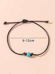 1 Brazaletes trenzados vintage simples con cuentas turquesas para hombres