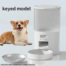 1 件自动猫喂食器 - 带计时器的干粮食物分配器 - 4L 电动宠物喂食器，室内 - 自动小型犬喂食器，双电源 - 按钮控制，互动喂食，3 个版本可用，仅视频版本有摄像头（不含适配器）