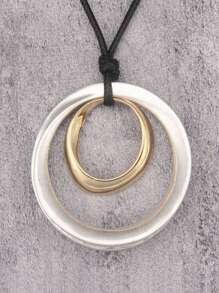 1 pieza Pendiente grande de aro retorcido minimalista exagerado de moda, collar largo unisex vintage de hip-hop con cuentas de , bronce y plata, regalo de pareja, regalo de joyería