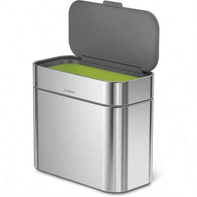 simplehuman Organizador para abono 4 litros con contenedor Desmontable y para encimera de Acero Inoxidable Cepillado.