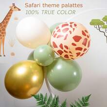 103pcs Balloon Garland Set With Sage Green, Sand, Gold And Jungle Giraffe Animal Print Balloons, Suitable For Woodland Theme Giraffe Wedding, Two Wild Boys, Girls, Children, Baby Shower, Gender Reveal, Birthday, Room Party Decoration - Olive Green - View 5