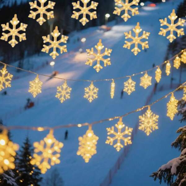Warm Winter Whisper . Snowflake Lantern String, Making Snowflakes Within Reach,Solar Energy, LED, Snowflakes, Decoration, Room, Decoration, Scene, Light String