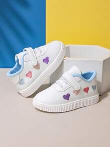 1 Pair Infant Fashionable Lightweight White Shoes, Children's Versatile Heart-Shaped Casual Soft-Sole Comfortable Sneakers