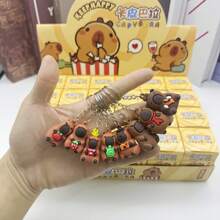 1pc/24pcs Capybara Cartoon Cute Pet Funny Blind Box Key Chain, Delicate Small Gift For Back To School, Suitable For Holidays Party, Birthday, Festival, Cartoon Doll Small Gift, Birthday Surprise Party, Cute Cartoon Pendant, Party Surprise Small Gift