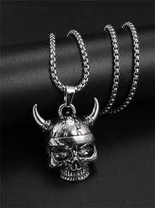 1 pièce Collier pendentif crâne à cornes vintage et créatif, bijou unique cadeau de fête rock pour hommes et femmes